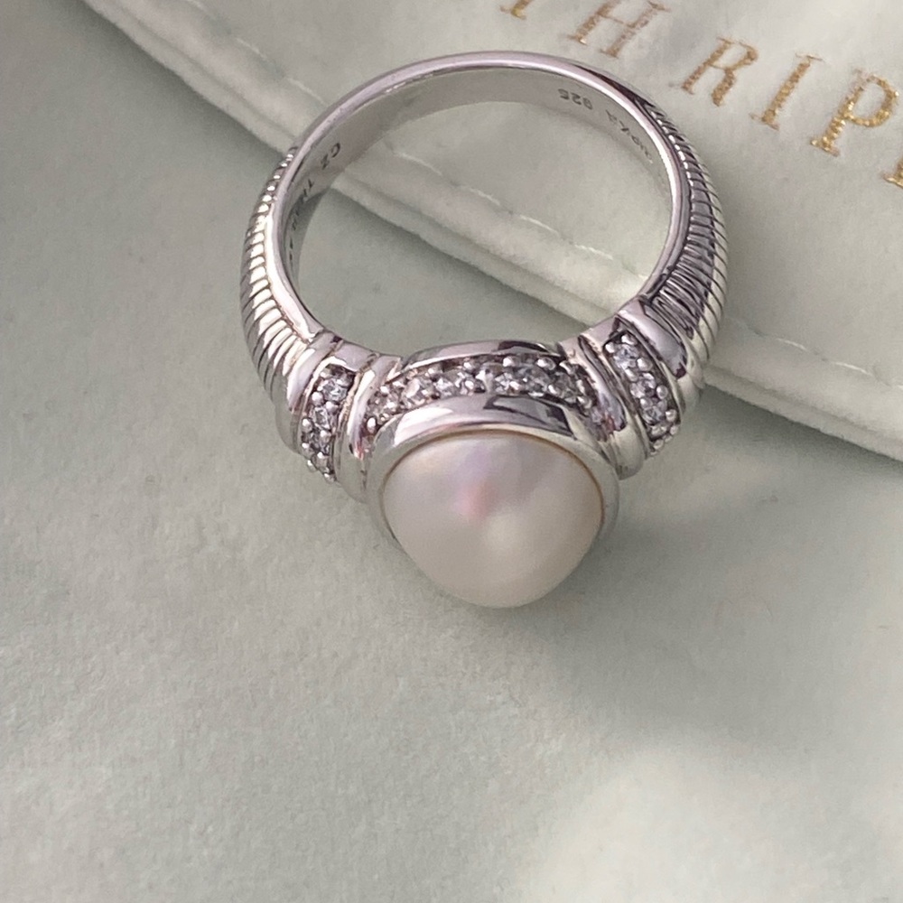 🌹Judith Ripka Sterling Silver Maba Pearl Ring, ~size 9. EUC worn 1X only.